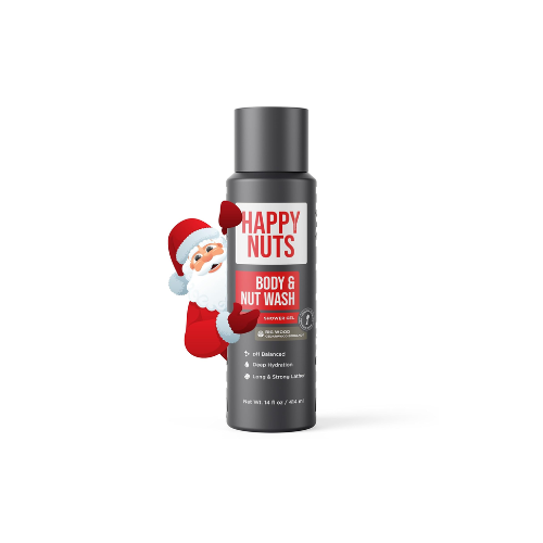 HAPPY NUTS Big Wood Body & Nut Wash - 10 oz - Moisturizing Shower Gel