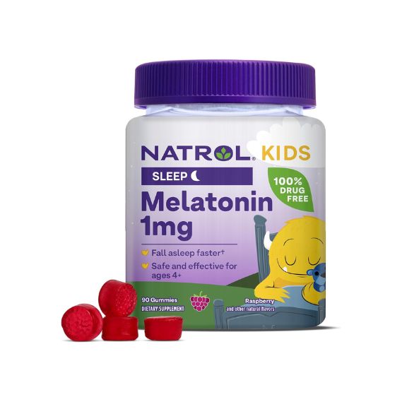 Natrol Kids Melatonin 1mg, Sleep Gummies for Children, Raspberry-Flavored - 90 Count