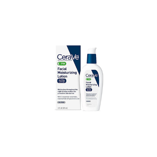 CeraVe PM Facial Moisturizing Lotion | Night Cream with Hyaluronic Acid and Niacinamide | Ultra-Lightweight, Oil-Free Moisturizer for Face | 3 Ounce